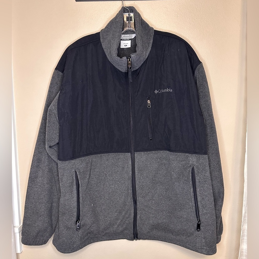 Columbia Men’s Heavyweight Fleece Zip Up Jacket Coat Size XL Black Gray